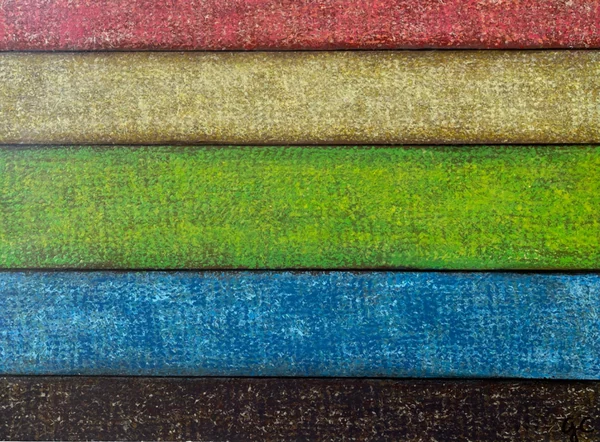 Do, mi, fa, sol (2024), Giancarlo Carnevale. Horizontal bands of red, gold, green, blue and brown