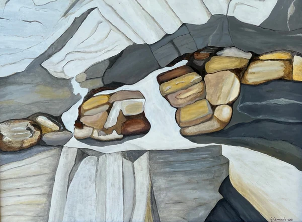 Rocce (2019), Giancarlo Carnevale. Rocce stratificate bianche, grigie e ocra